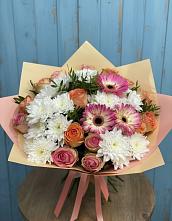 Букет цветов из:  Розы, Герберы и Хризантемы в Бытха