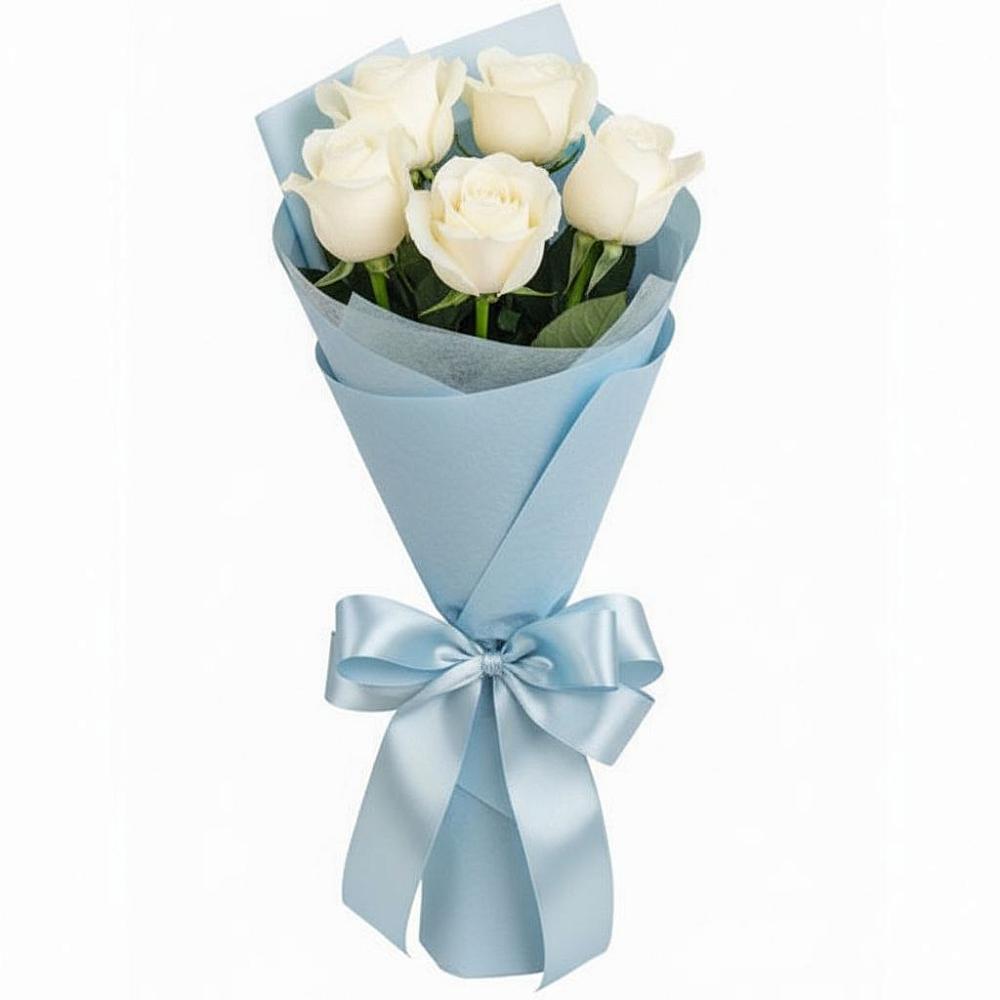 Букет 5 Белых роз Проуд в Бытха