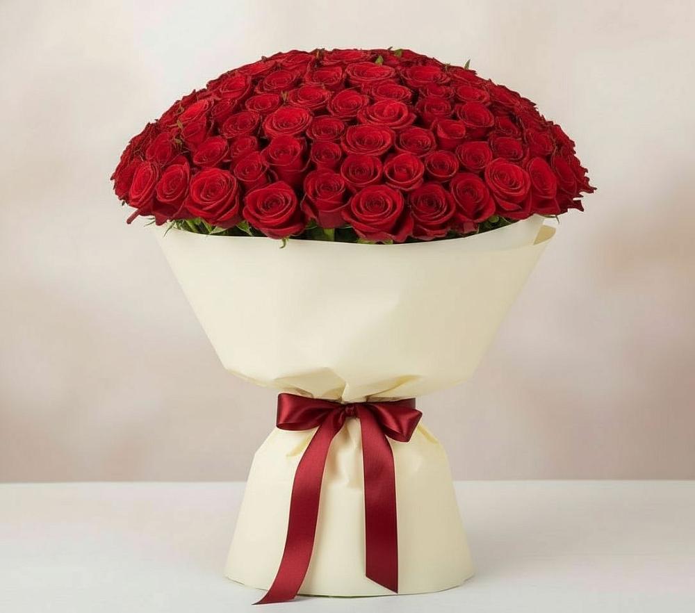 Букет 101 Красная роза Милано в Бытха