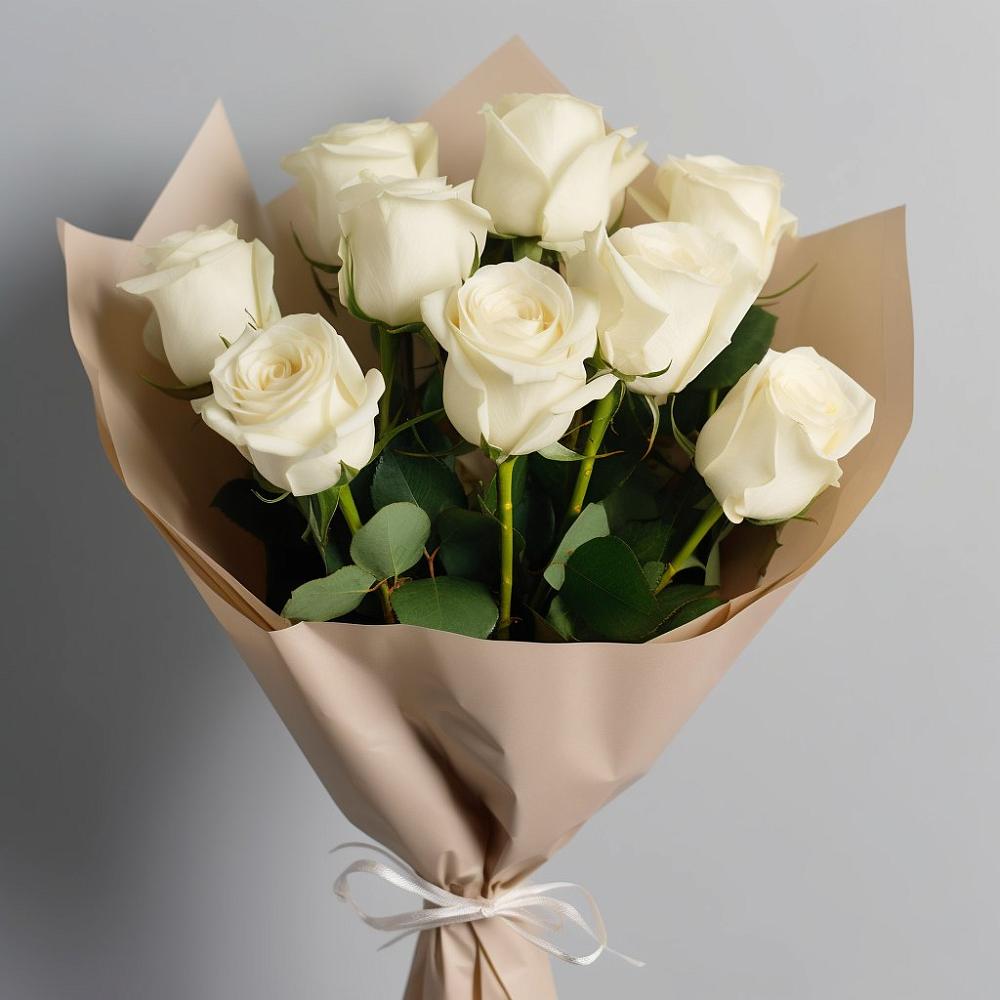 Букет 9 Белых роз Эдлесс Лав в Бытха