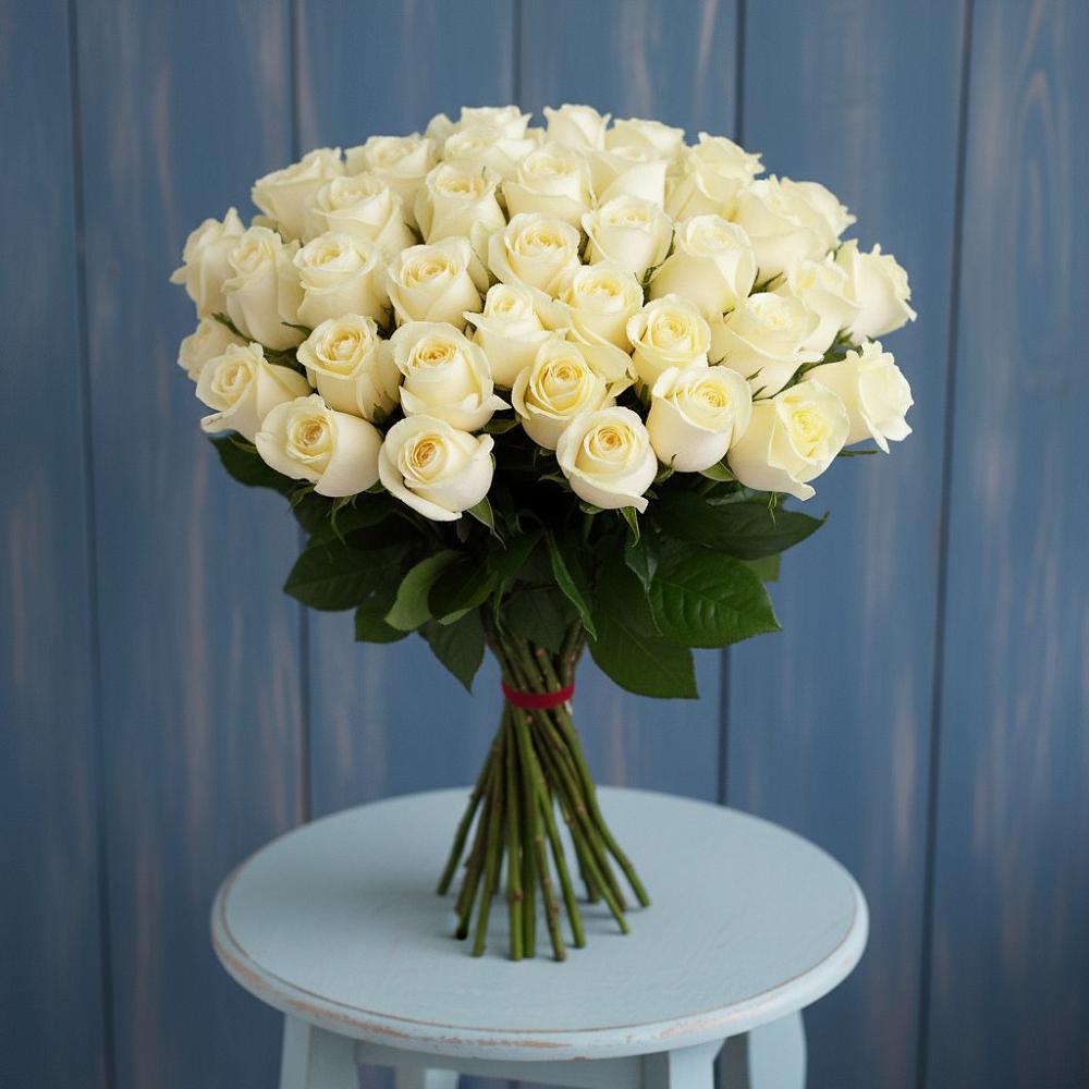 Букет 51 Белая роза Эдлесс Лав в Бытха