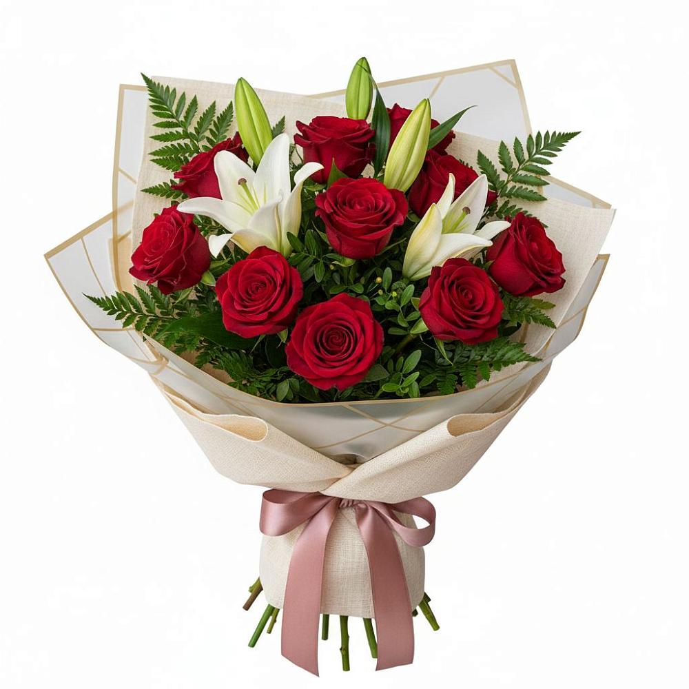 Букет цветов из: Лилии и Розы в Бытха