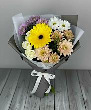 Букет цветов из:  Розы, Герберы и Хризантемы в Бытха