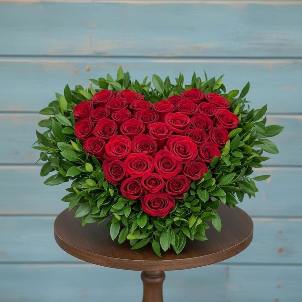 Цветочная композиция из Розы в виде сердца в Бытха