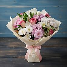 Букет цветов из:  Хризантемы, Альстромерии и Розы в Бытха