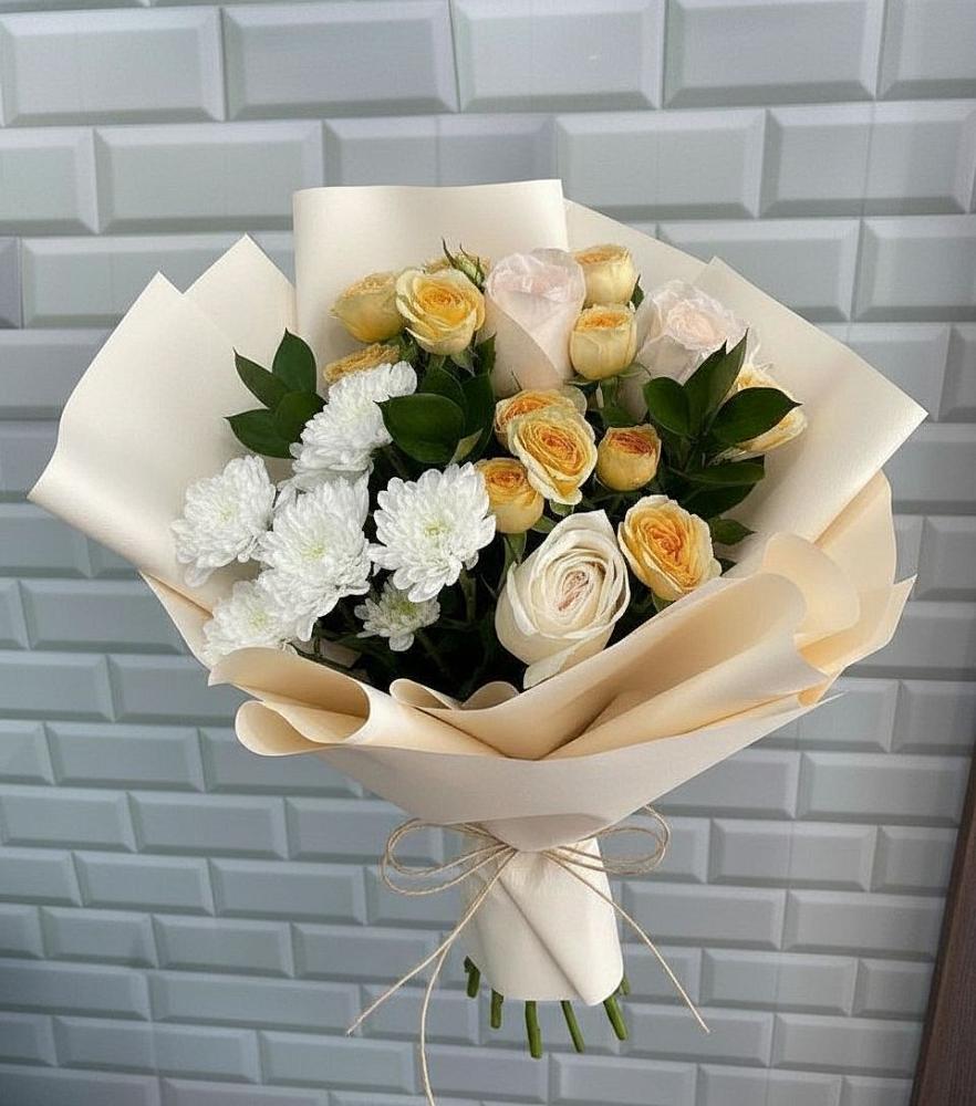 Букет цветов из: Розы и Хризантемы в Бытха