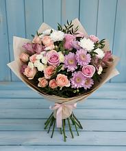 Букет цветов из:  Хризантемы, Розы и Альстромерии #REPLACE_PRED# Бытха