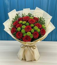 Букет цветов из:  Розы и Хризантемы в Бытха