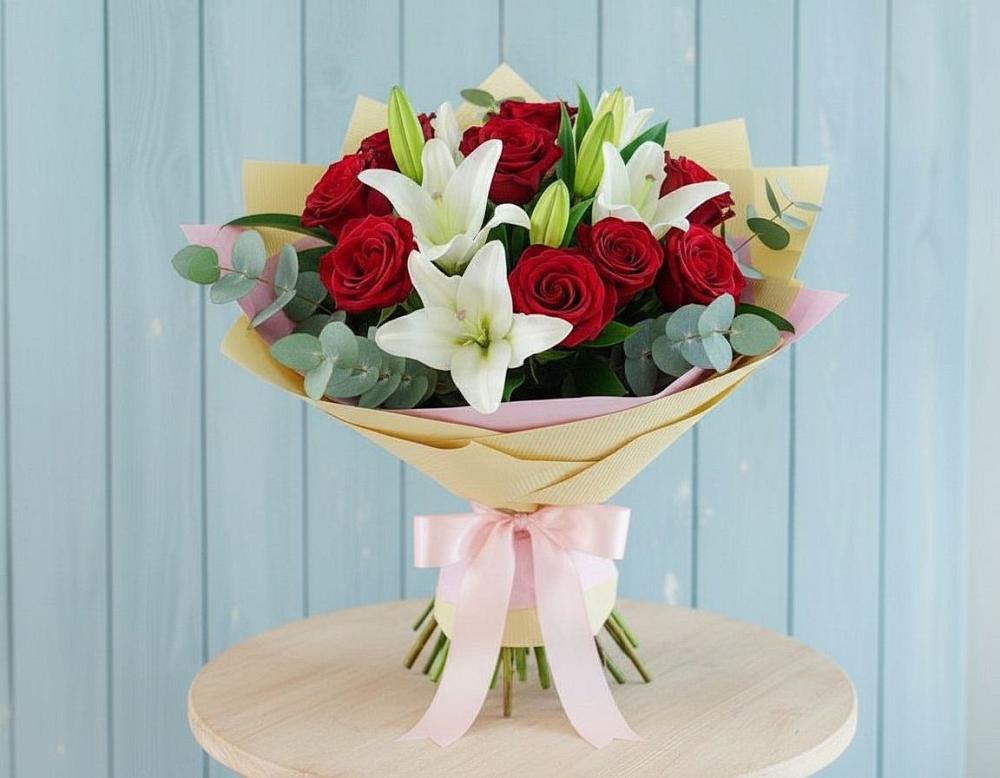 Букет цветов из: Лилии и Розы в Бытха